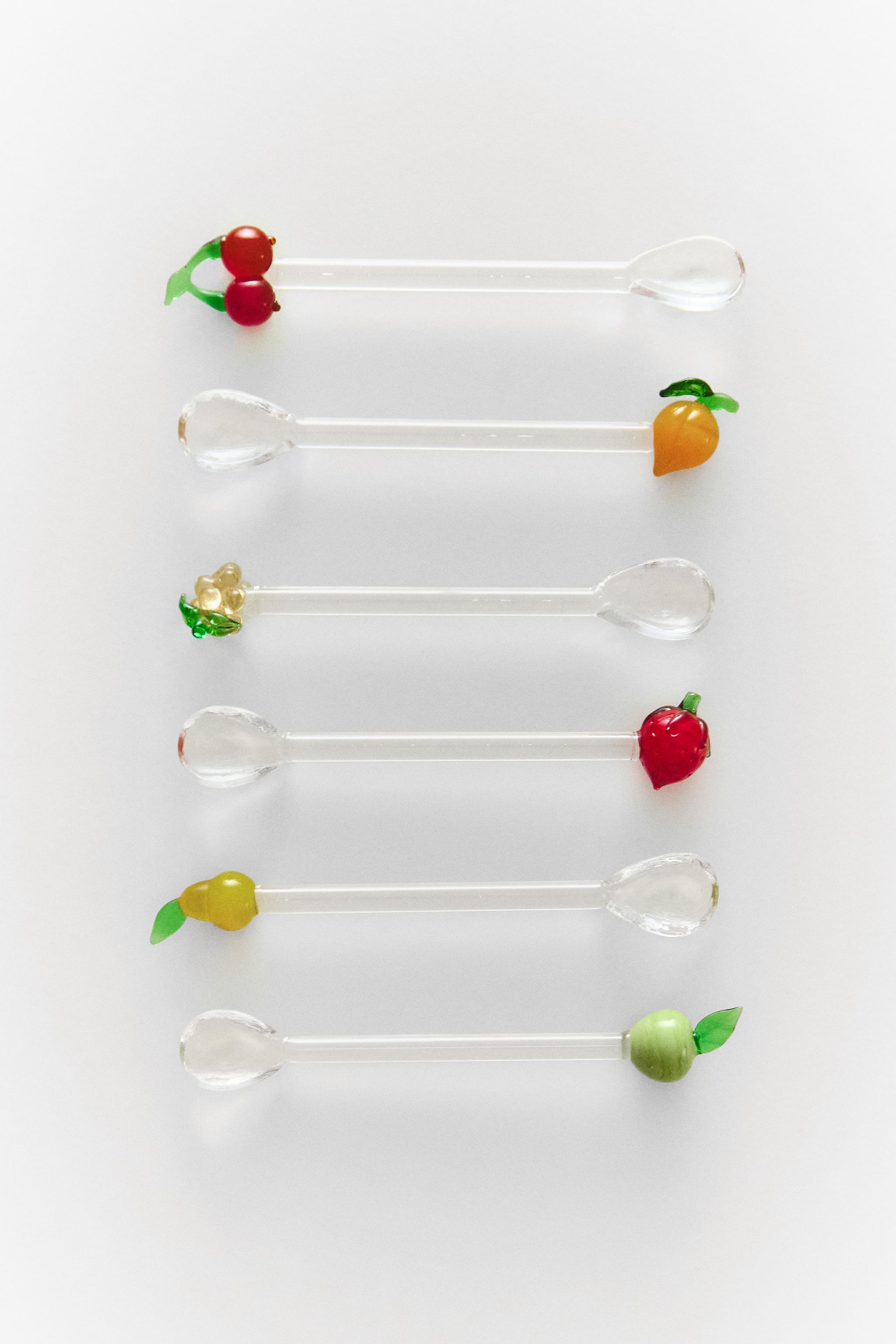 LOT PETITES CUILLÈRES VERRE FRUITS (LOT DE 6)